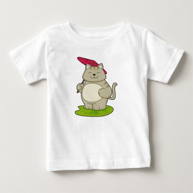T-shirt Pour Bébé Chat avec parapluie (Devant)