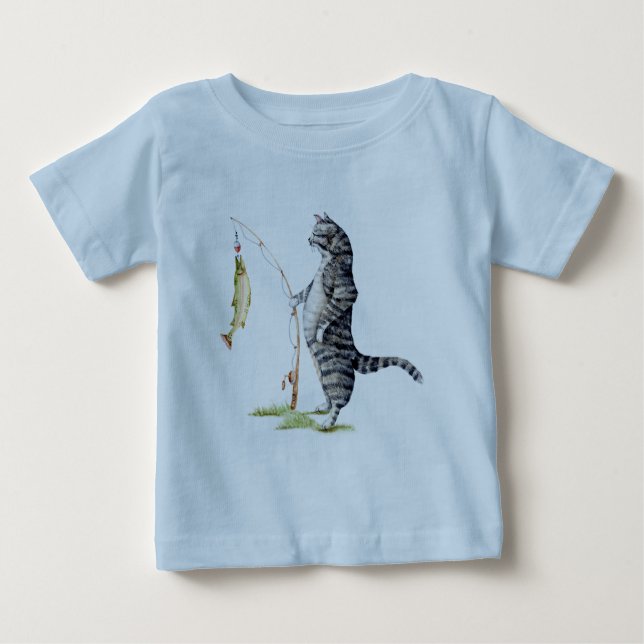 T-shirt Pour Bébé Chat avec poisson (Devant)