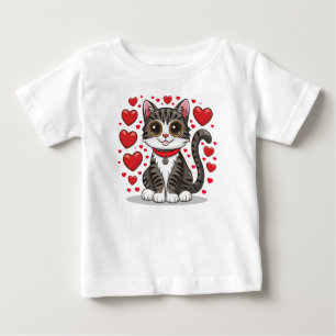 T-shirt Pour Bébé Chat avec symboles d'amour Clipart-85245