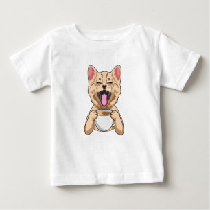 T-shirt Pour Bébé Chat avec tasse de café