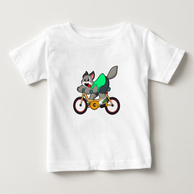 T-shirt Pour Bébé Chat avec vélo (Devant)