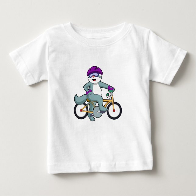 T-shirt Pour Bébé Chat avec vélo (Devant)