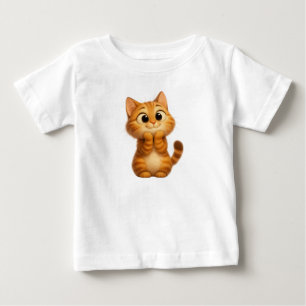 T-shirt Pour Bébé Chat Cartoon Cute, Chat Tabby Orange