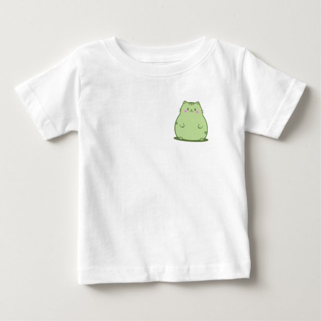 T-shirt Pour Bébé Chat Chubby Matcha Vert (Devant)