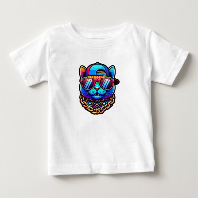 T-shirt Pour Bébé Chat coloré (Devant)