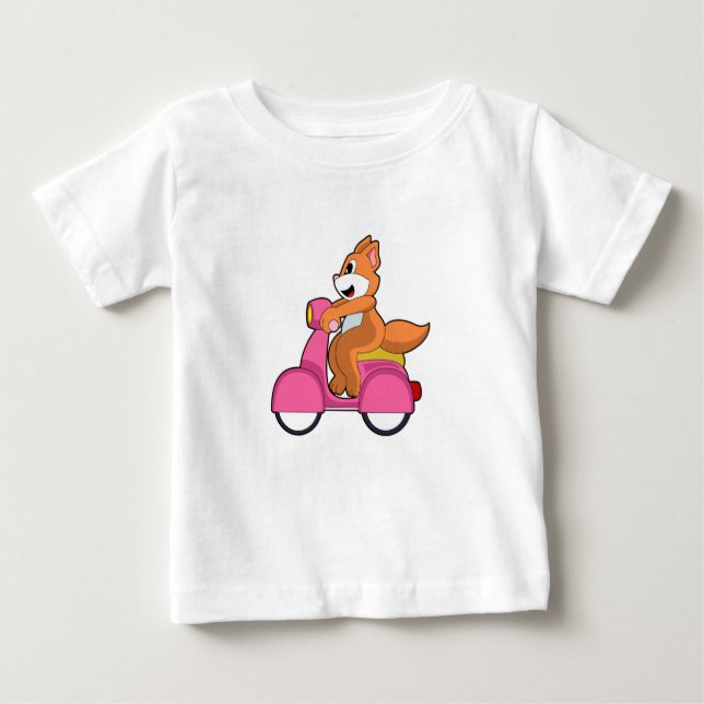 T-shirt Pour Bébé Chat comme Biker avec Scooter.PNG (Devant)