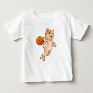 T-shirt Pour Bébé Chat comme joueur de basket-ball avec basket-ball