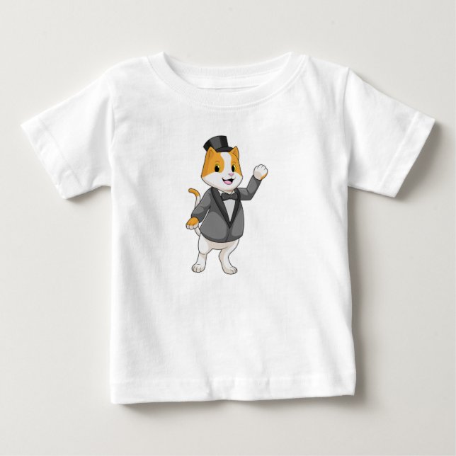 T-shirt Pour Bébé Chat comme marié avec ruban (Devant)