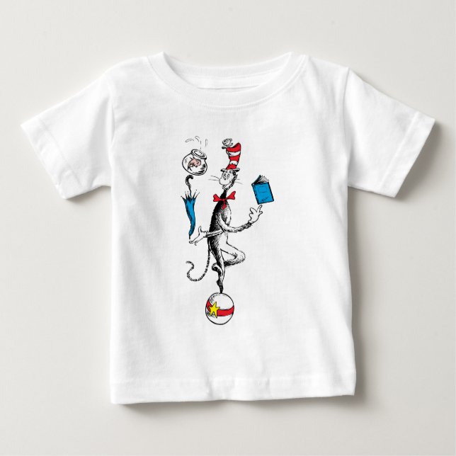T-shirt Pour Bébé Chat dans la Loi sur l'équilibre Casquette (Devant)