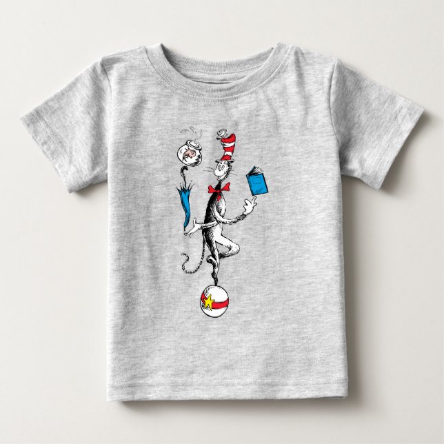 T-shirt Pour Bébé Chat dans l'équilibre du chapeau (Devant)