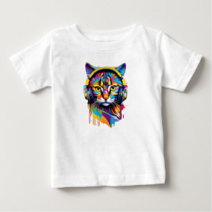 T-shirt Pour Bébé Chat dans les écouteurs