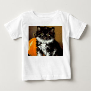 T-shirt Pour Bébé Chat de Halloween noir et blanc vintage