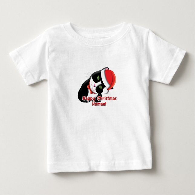 T-shirt Pour Bébé Chat de Noël (Devant)