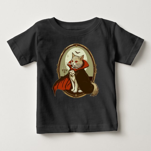 T-shirt Pour Bébé Chat d'Halloween, Comte Catula (Devant)