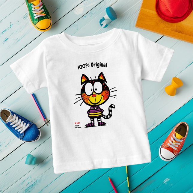 T-shirt Pour Bébé Chat drôle personnalisable avec nom et étiquette d (Créateur téléchargé)