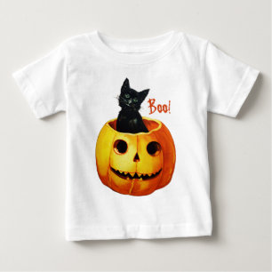 T-shirt Pour Bébé Chat en Citrouille Halloween Baby Shirt