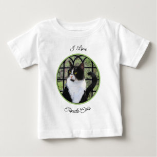 T-shirt Pour Bébé Chat en smoking dans la fenêtre Peinture Art anima