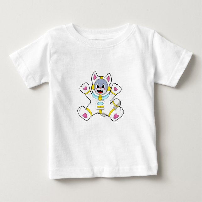 T-shirt Pour Bébé Chat en tant qu'astronaute en costume (Devant)