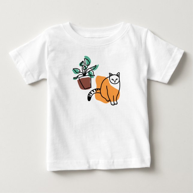 T-shirt Pour Bébé Chat et le plante (Devant)