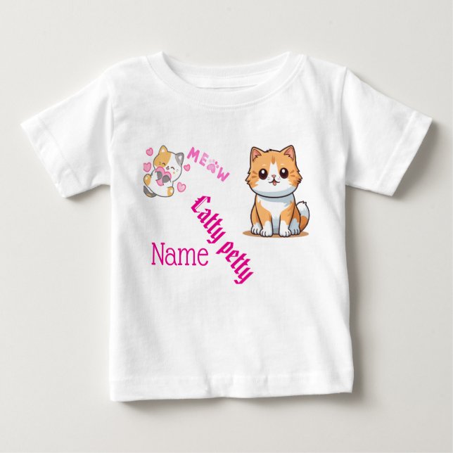 T-Shirt pour bébé chat et papillon - Personnaliser (Devant)