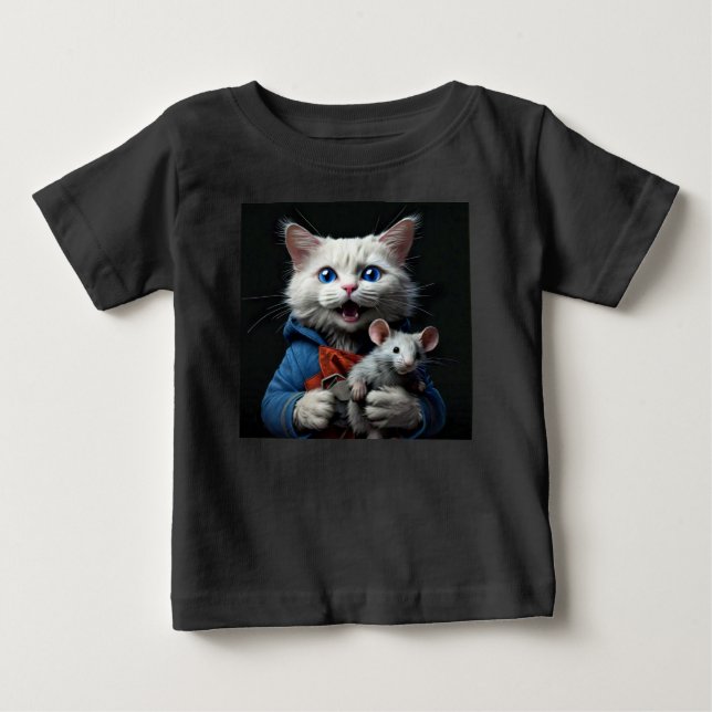 T-shirt Pour Bébé Chat et souris (Devant)