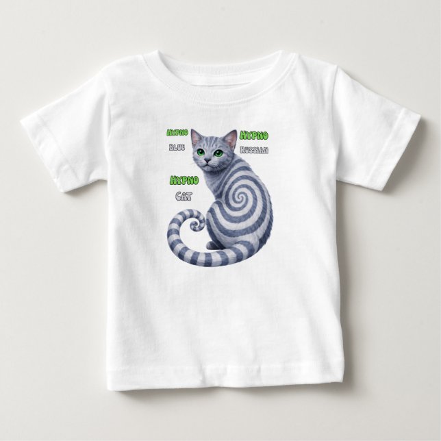 T-shirt Pour Bébé Chat hypnotique Bleu Russe (Devant)