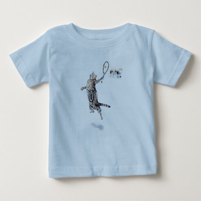 T-shirt Pour Bébé Chat Jouant Au Tennis (Devant)