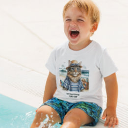 T-shirt Pour Bébé Chat Kitty Cool à la Plage 