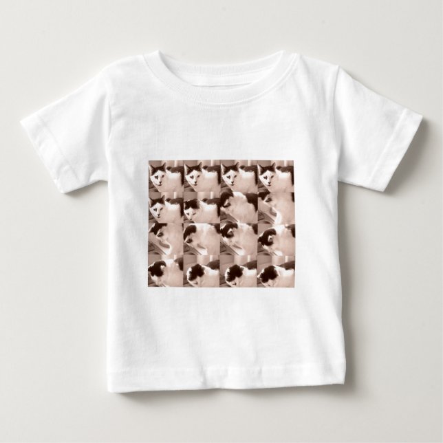 T-shirt Pour Bébé Chat Kitty/Photo noir et blanc (Devant)