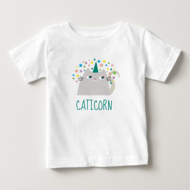 T-shirt Pour Bébé Chat Licorne Mignon (Devant)