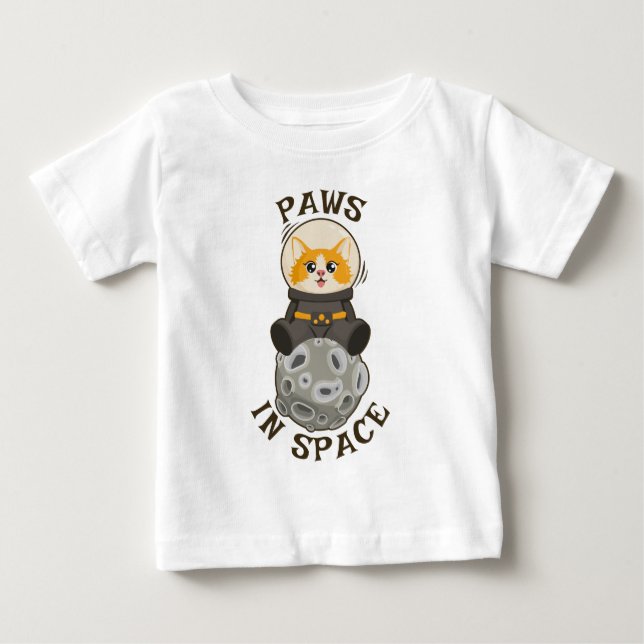 T-shirt Pour Bébé Chat mignon dans l'espace Chat Astronaute Animal c (Devant)