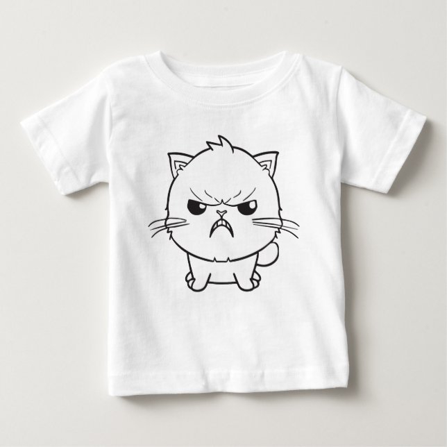 T-shirt Pour Bébé Chat mignon en colère qui baisait. (Devant)