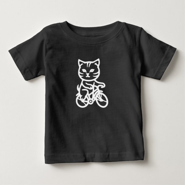 T-shirt Pour Bébé Chat mignon faisant du vélo (Devant)