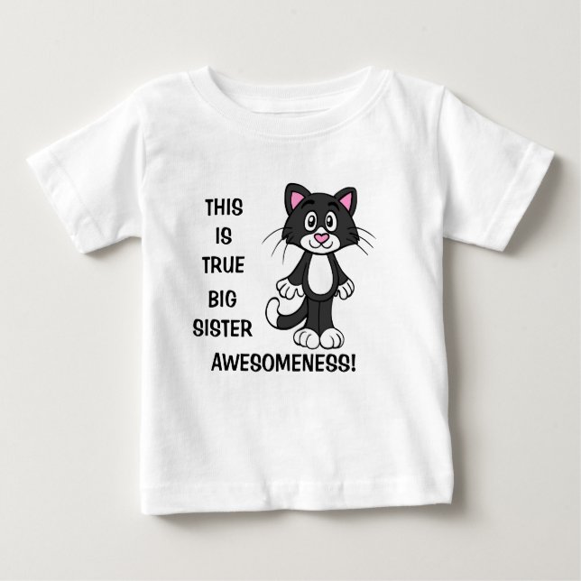 T-shirt Pour Bébé Chat mignon Grande Soeur Awesominess Robe de bébé (Devant)