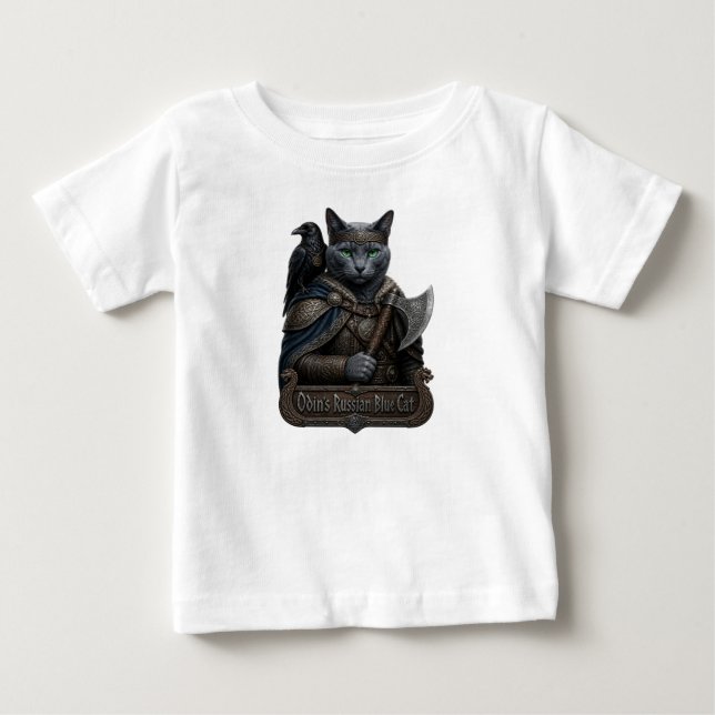 T-shirt Pour Bébé Chat Noble Odin Bleu Russe (Devant)