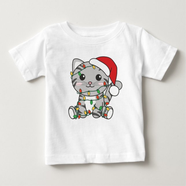 T-shirt Pour Bébé Chat Noël Animaux d'hiver Chats (Devant)