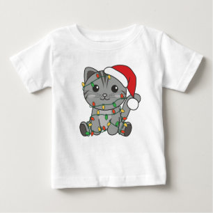 T-shirt Pour Bébé Chat Noël Animaux d'hiver Chats