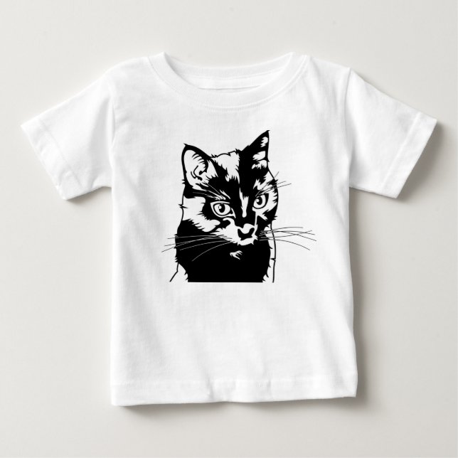 T-shirt Pour Bébé Chat noir (Devant)