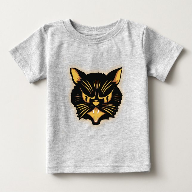 T-shirt Pour Bébé Chat noir (Devant)