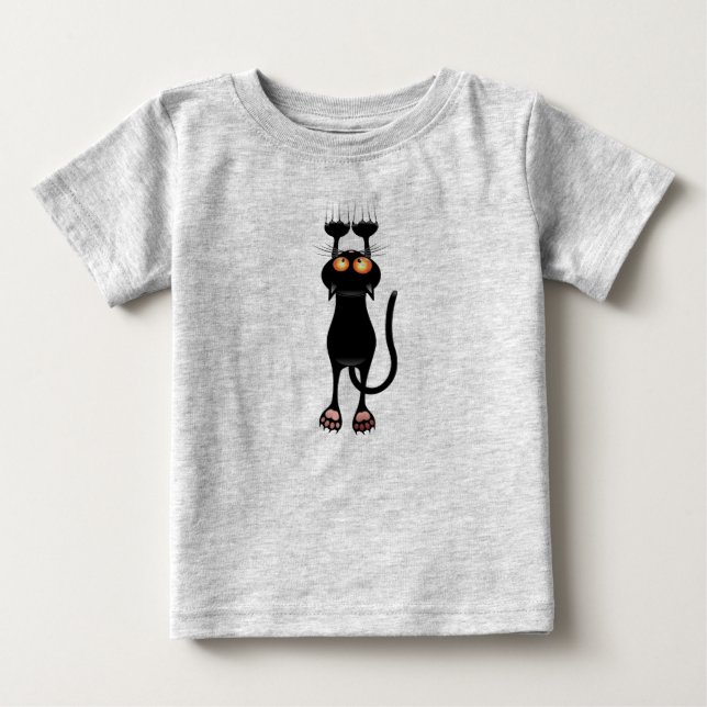 T-shirt Pour Bébé chat noir (Devant)