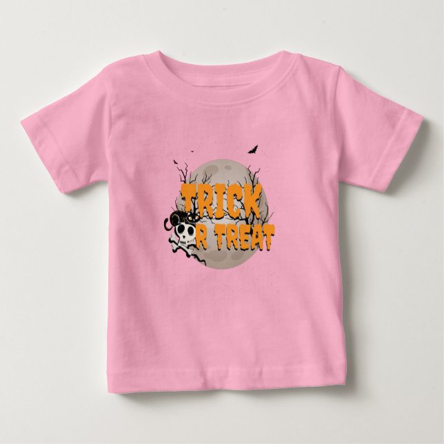 T-shirt Pour Bébé Chat noir et crâne pour la chasse aux bonbons d'Ha (Devant)