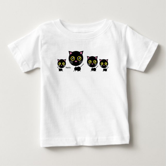T-shirt Pour Bébé Chat noir géométrique (Devant)