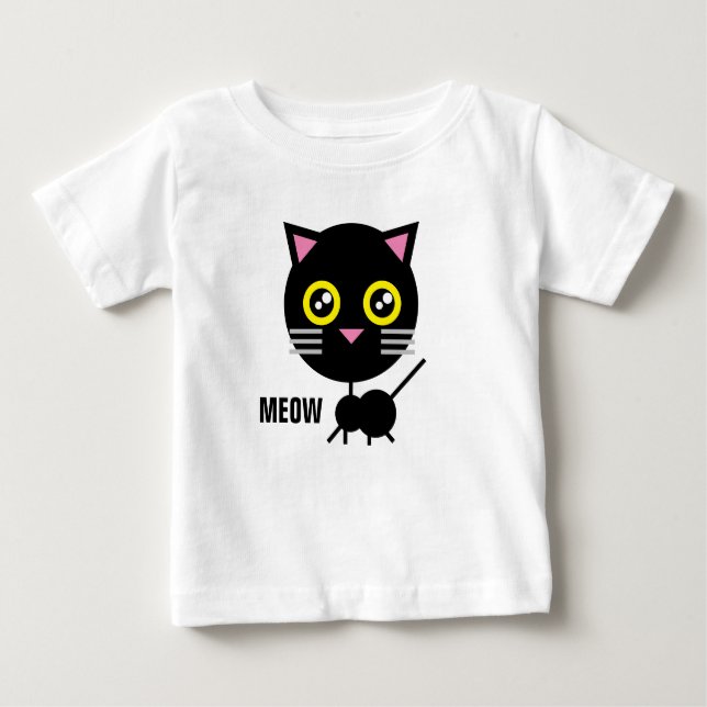 T-shirt Pour Bébé Chat noir géométrique (Devant)
