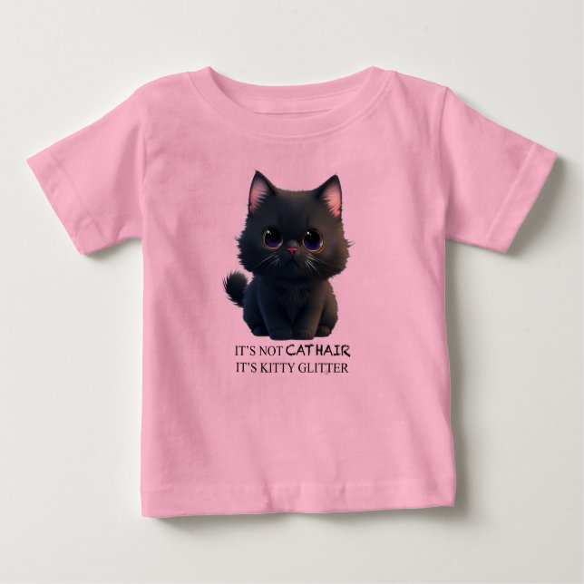 T-shirt Pour Bébé Chat noir moelleux (Devant)