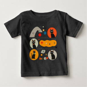 T-shirt Pour Bébé Chat noir rétro MCM : Art graphique abstrait cosmi