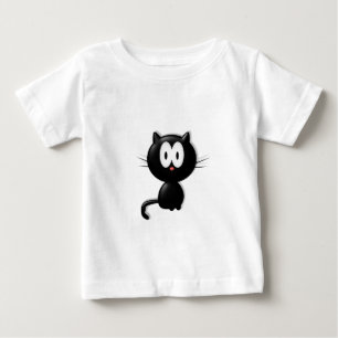 T-shirt Pour Bébé Chat noir sur fond blanc