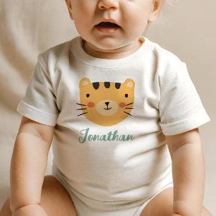 T-shirt Pour Bébé Chat orange mignon nom personnalisé