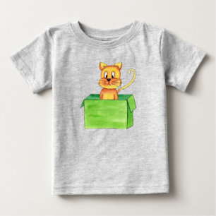 T-shirt Pour Bébé Chat Orange Ridicule Jouant Dans Une Boîte
