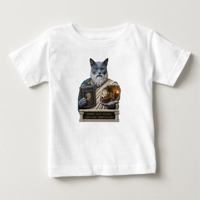 T-shirt Pour Bébé Chat Platoon Bleu Russe (Devant)