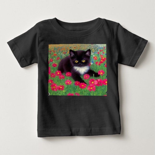 T-shirt Pour Bébé Chat smoking Gustav Klimt (Devant)
